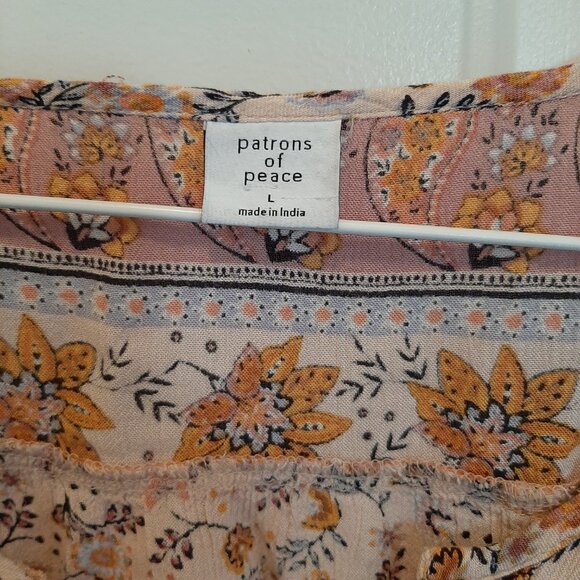 Patrons of Peace Floral Tunic/Minidress; Women's Large; Rayon; Bell Sleeves; EUC - Picture 5 of 7